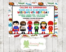 Popular items for superhero birthday invitation on Etsy
