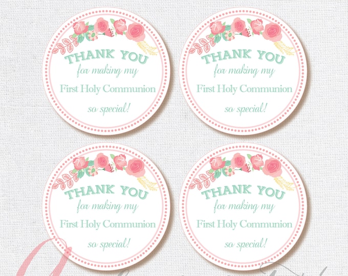 Thank You Favor Tags .First Communion tags. Printable diy Thank You Tags. First Holy Communion tags. INSTANT DOWNLOAD