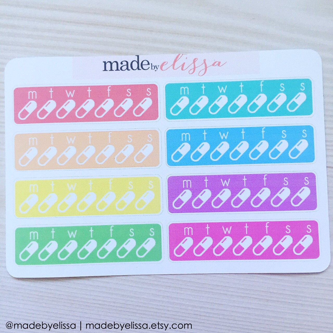 Medication Stickers // Die-Cut Planner Stickers // by MadeByElissa