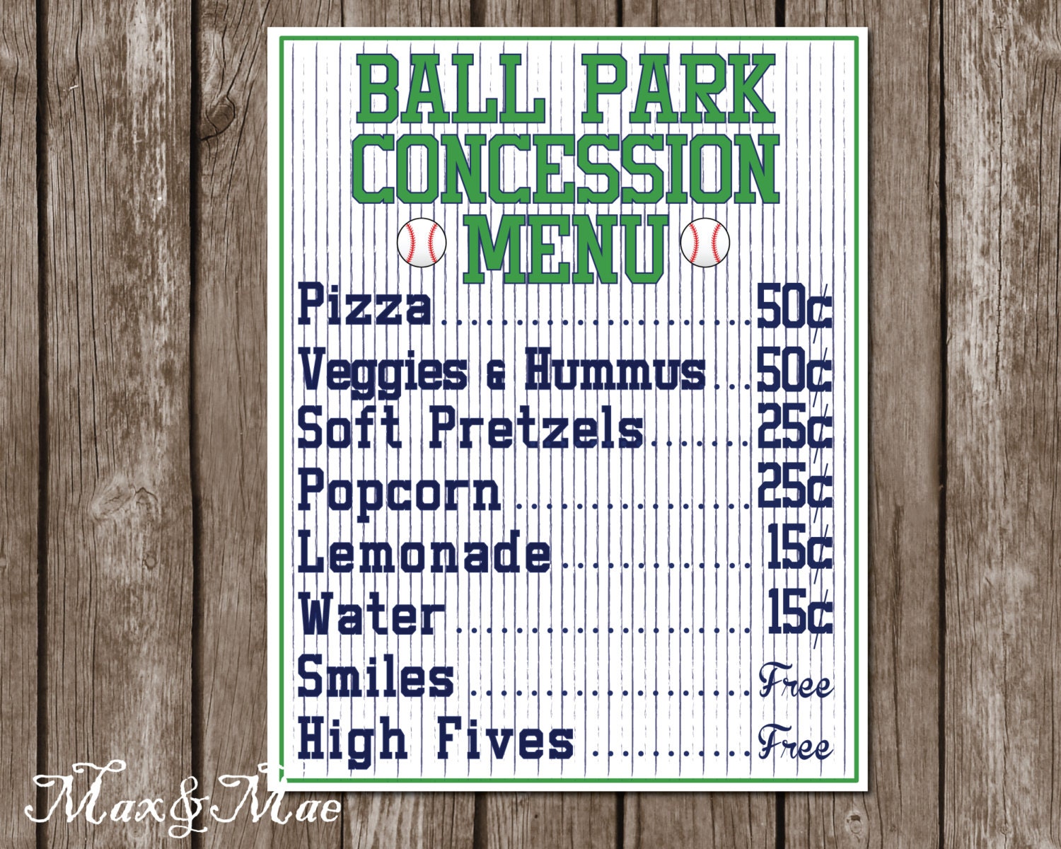 Concession Stand Menu Template