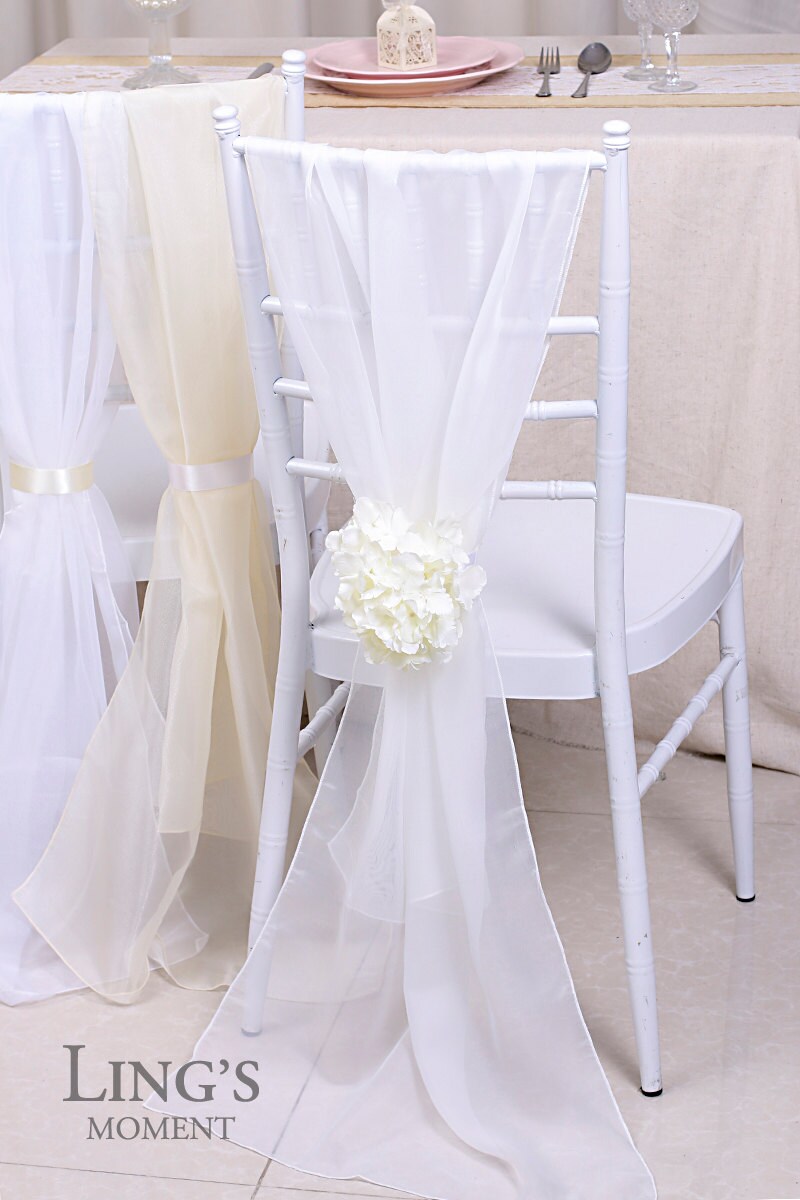 21x70 White Plain Chiffon Chair CoversChiffon
