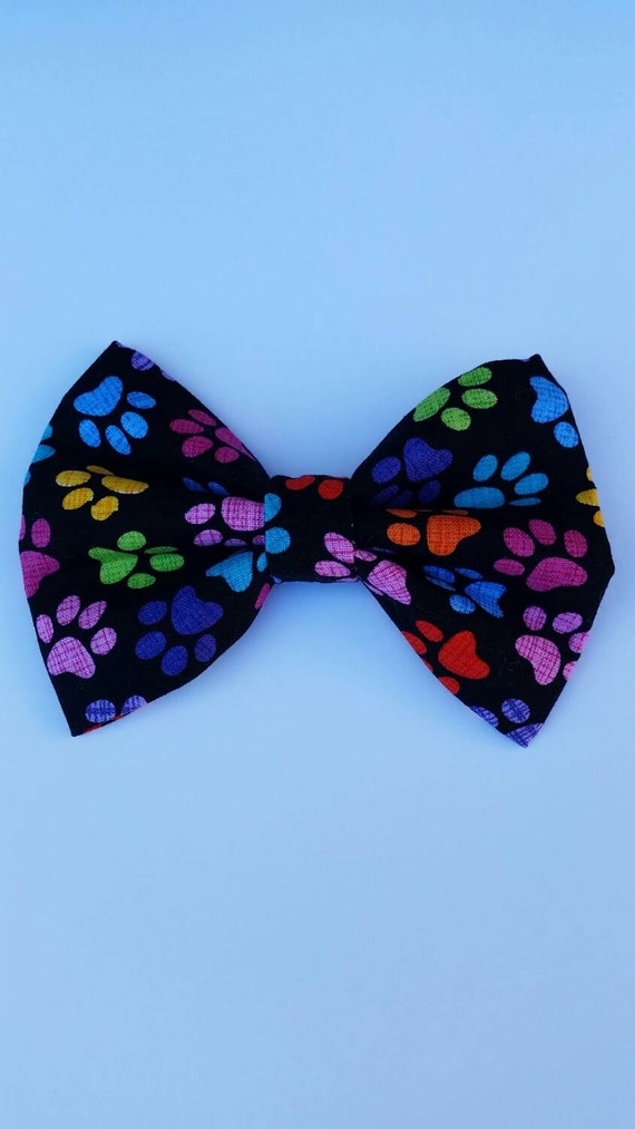 Multi color paw print hair bow/ boys bow tie/ dog bow tie