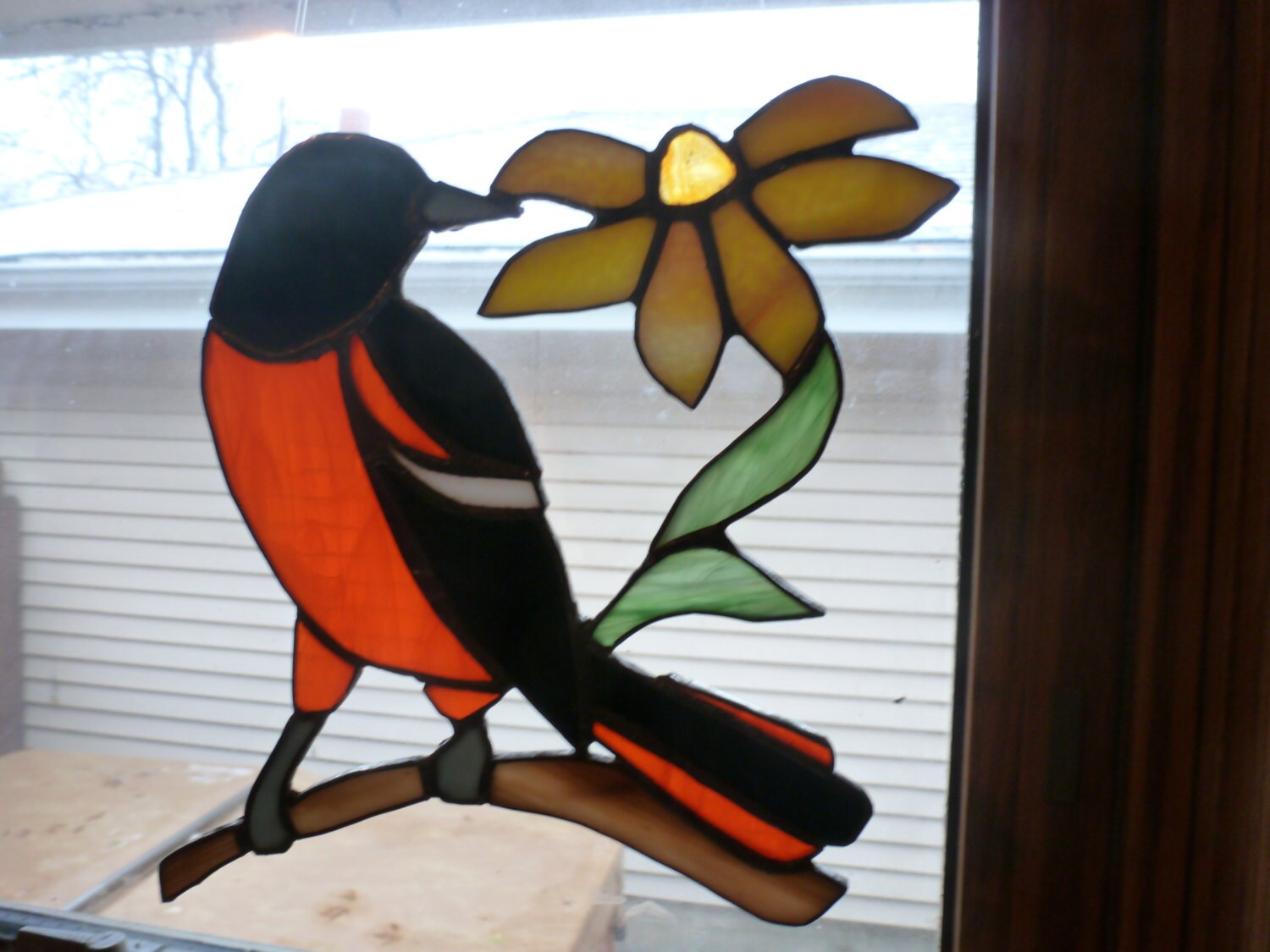Baltimore Oriole Stained Glass Suncatcher by suncatchersandmore