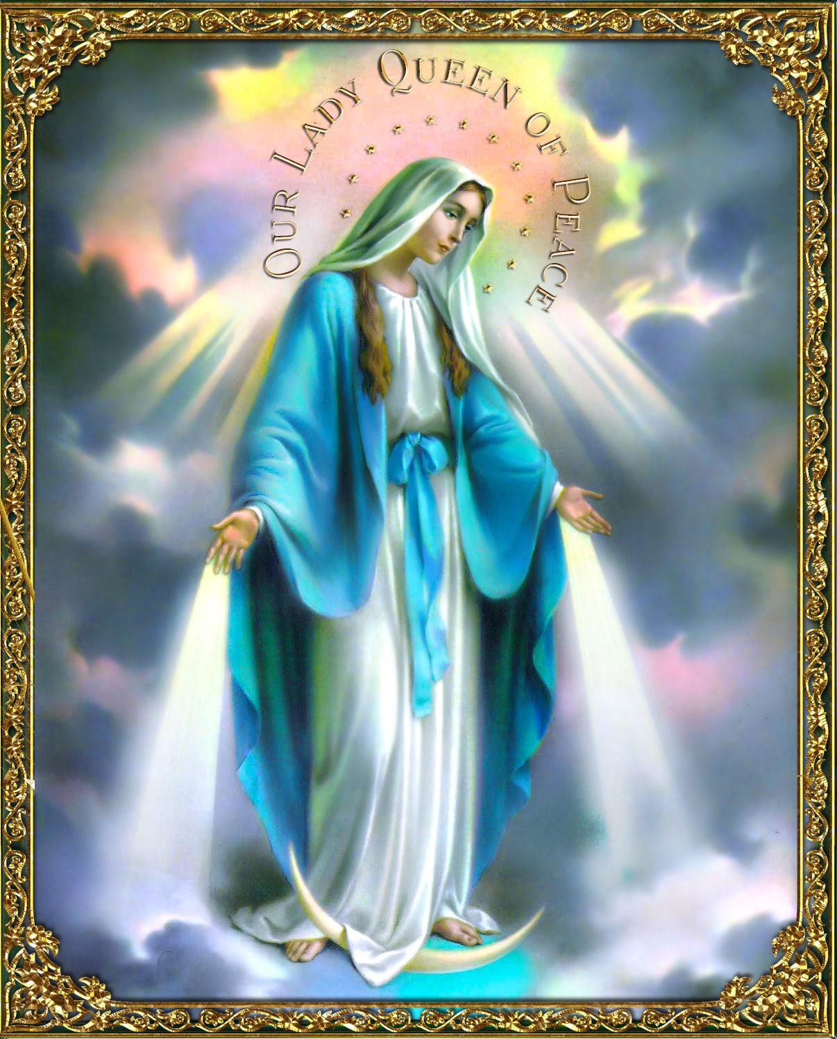 Our Lady Queen Of Peace Catholic Art Print By By Threearchangels