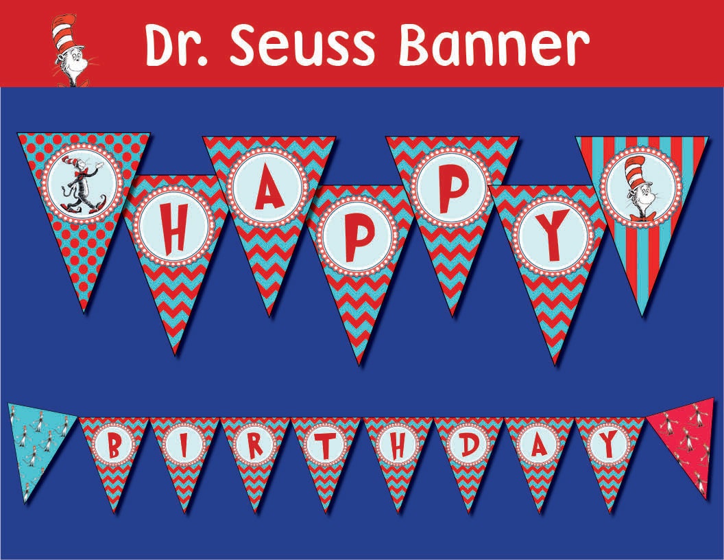 Dr seuss Cat in the Hat banner Printable Digital File all