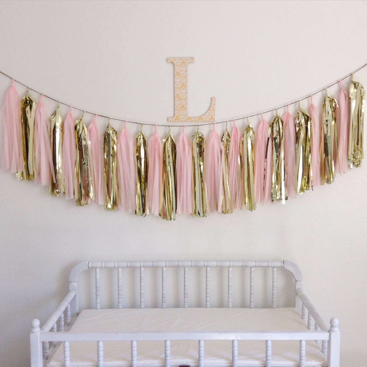 Blush Pink and Gold Tassel Garland