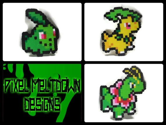 Chikorita Bayleef Meganium Pokemon Pixel Art by PixelMeltdown