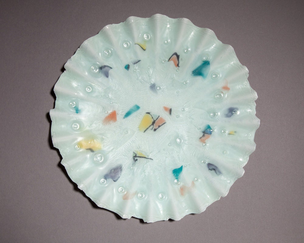 Fused glass Confetti Plate 2 Fused glass by LisaGWCeramicsnGlass