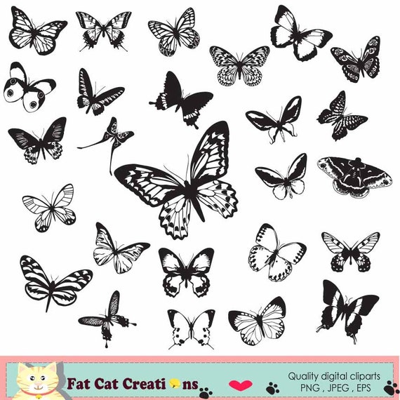 Flying butterflies silhouette graphic illustration web