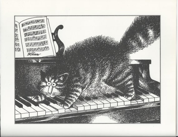 Kliban Cat Original Vintage Art Print The Cat At The Piano Music ...