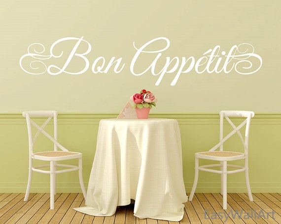 Bon Appetite Wall Decal Quote - Bon Appetit Kitchen Wall Decals Dinning Decals, Vinyl Wall Art Wall Decor,Bon Appetite Wall Quotes #Q107