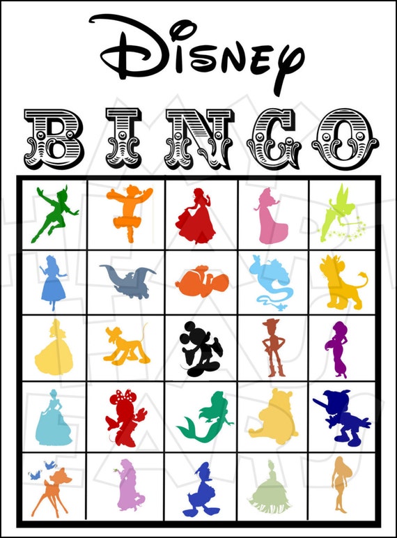 25 Printable Disney BINGO Cards Party Game Digital File 25-printable-disney-bingo-cards-party-game-digital-file