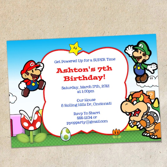 Super Mario Brothers Invitations 8