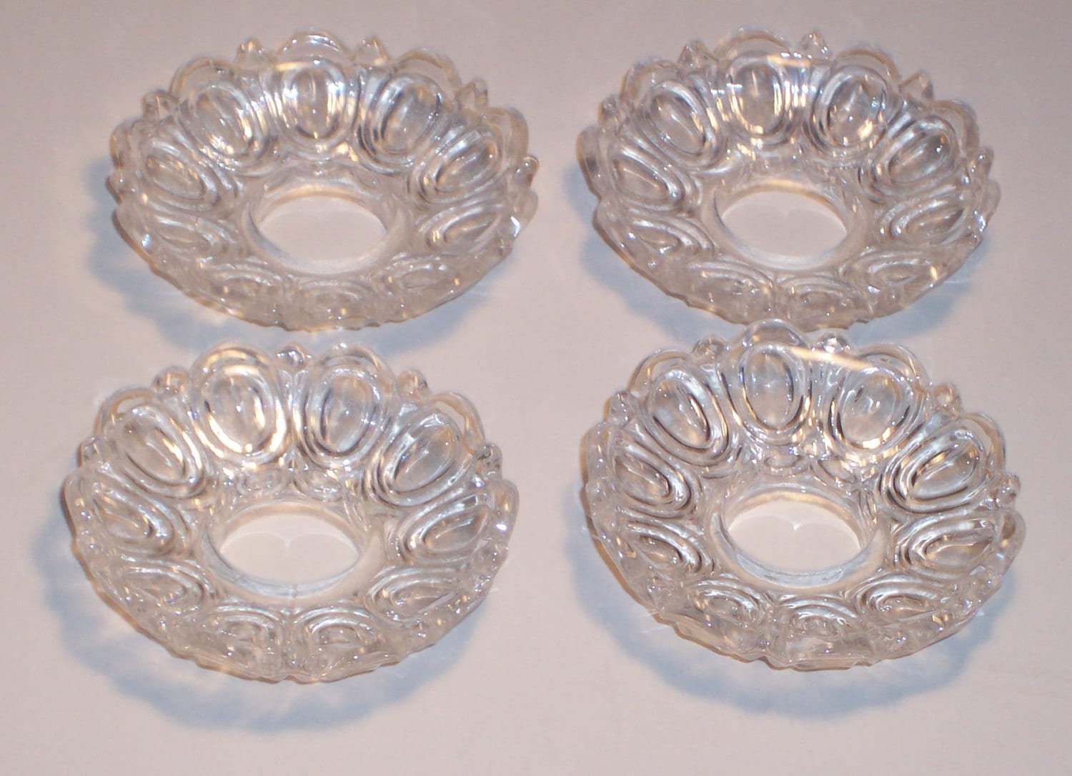 Vintage Glass Candle Wax Drip Catchers Set of 4 Clear by popity