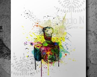 CAMERA - Camera wall art, watercolour effect, watercolour camera, Gift for Photographers, Chic Decor, instant download, home decor, wall art