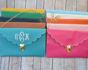 Monogrammed Scalloped Envelope Purse - Personalized Clutch - Monogrammed Clutch