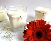 Customizable Bridesmaid Favors: Hand-Poured Eco Soy Candles with Essential Oil Scents and Hemp Bracelets, Great for Vegan / Yoga Wedding