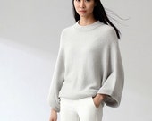 Minimalist/ Mute by Joanne Lu / Quietly beautiful / Dolman Sleeve Sweater / Light Gray