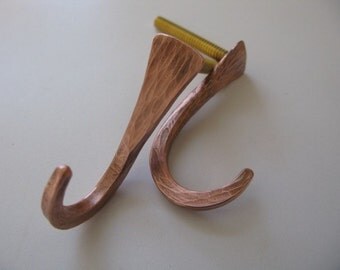 coat hook, custom made, for coat rack, forged copper hook, hand made crafted, unique furniture hardware, fixtures, coat , designer furniture
