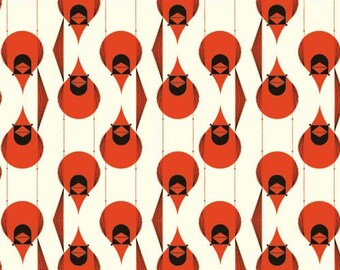 Charley Harper CANVAS Cardinal Stagger Organic Fabric Fat Quarter by Birch OOP HTF