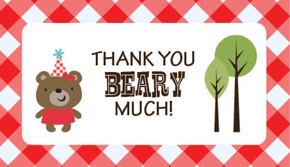 Cute, Colorful & Modern Teddy Bears’ Picnic Birthday Party Thank You ...