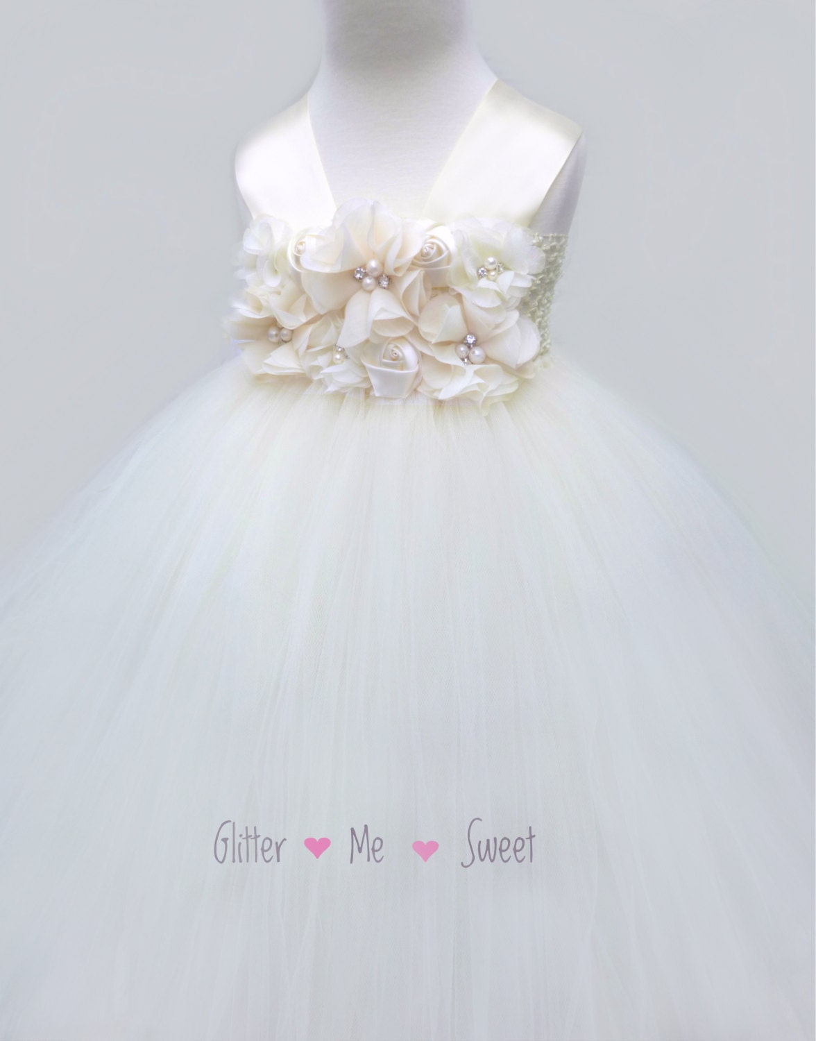 Flower Girl Dress Ivory Flower Girls Dress by GlitterMeSweet