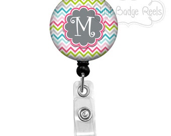 Retractable Badge Holder - Chevron Badge Reel - Nurse Badge Holder - Retractable Badge Reel - Initial Badge Reel -0052