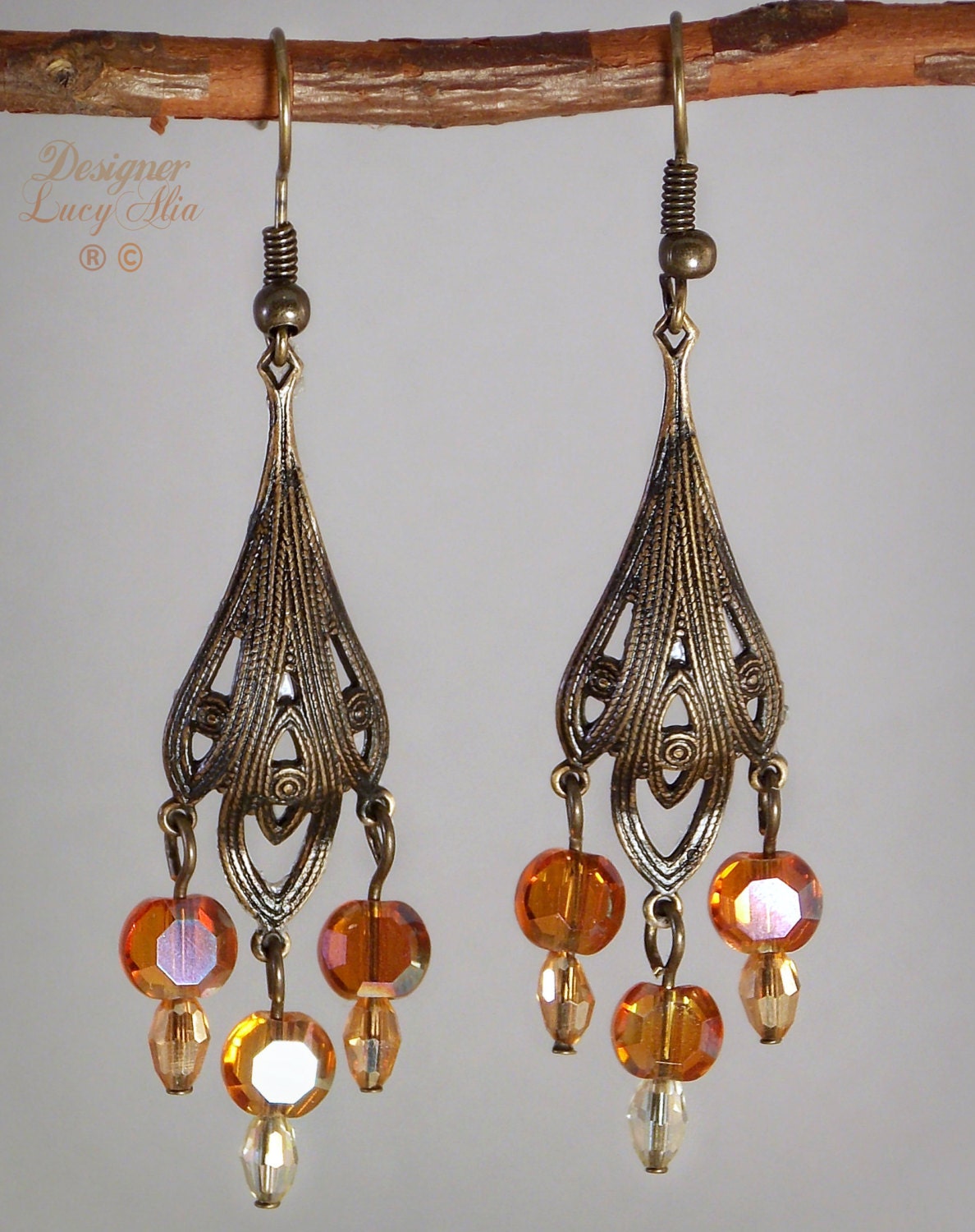 hippie earrings Hippie jewelry boho jewelry Crystal earrings