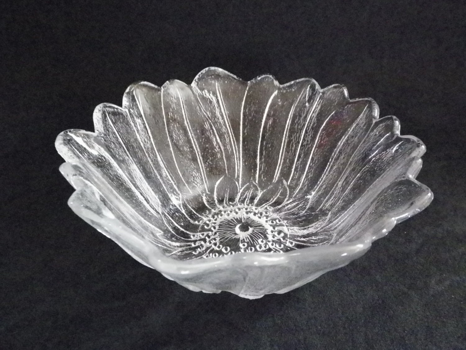 Decorative Bowl Clear Glass Leaf / Flower by JSVintageVillage