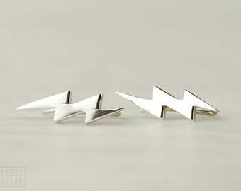 Sterling Silver Ear Cuff Lightning Bolt Ear Sweep Pin Earrings Boho Jewelry - FES009 T1
