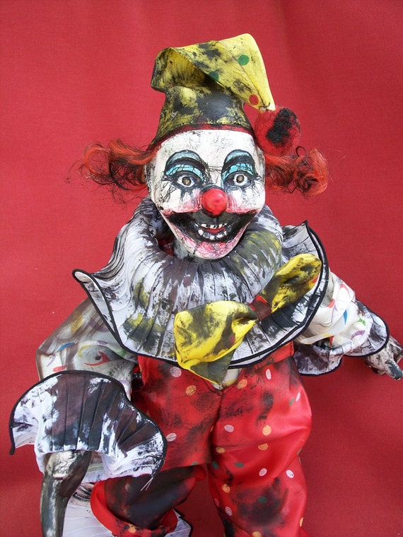 Clown Circus Doll Scary OOAK Toy Original Spooky by BahahaArt