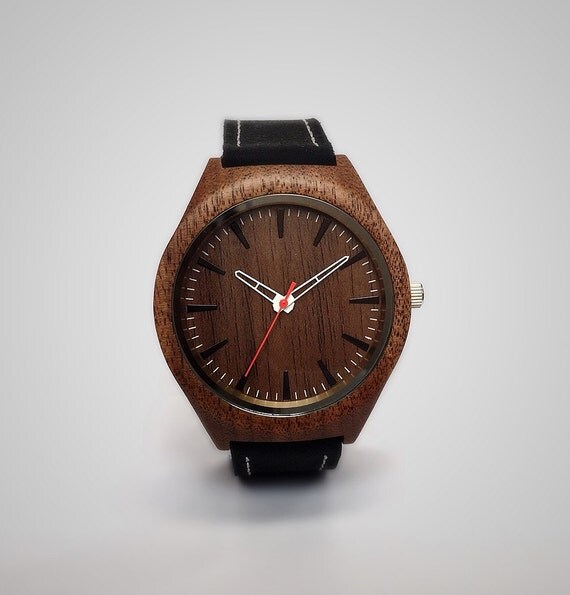 Mens Wooden Watch, Leather Strap Handmade from Wood. Each wooden watch ... Mens Wooden Watch, Leather Strap Handmade from Wood. Each wooden watch ...