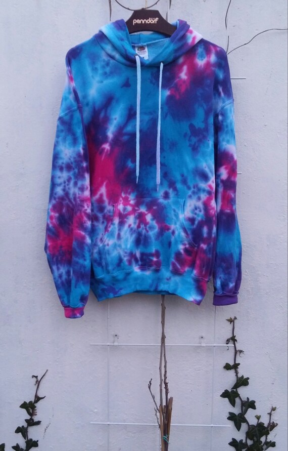 pink purple blue tie dye hoodie