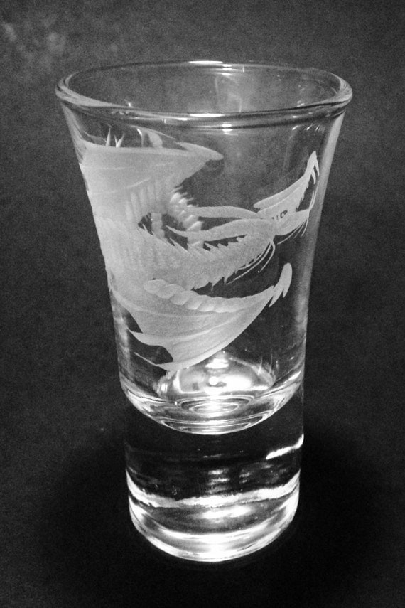 Hand Engraved Flying Dragon Shot Glass