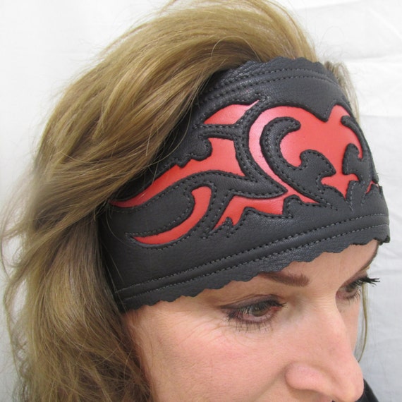 Women's Leather Headband Biker Headband Motorcycle