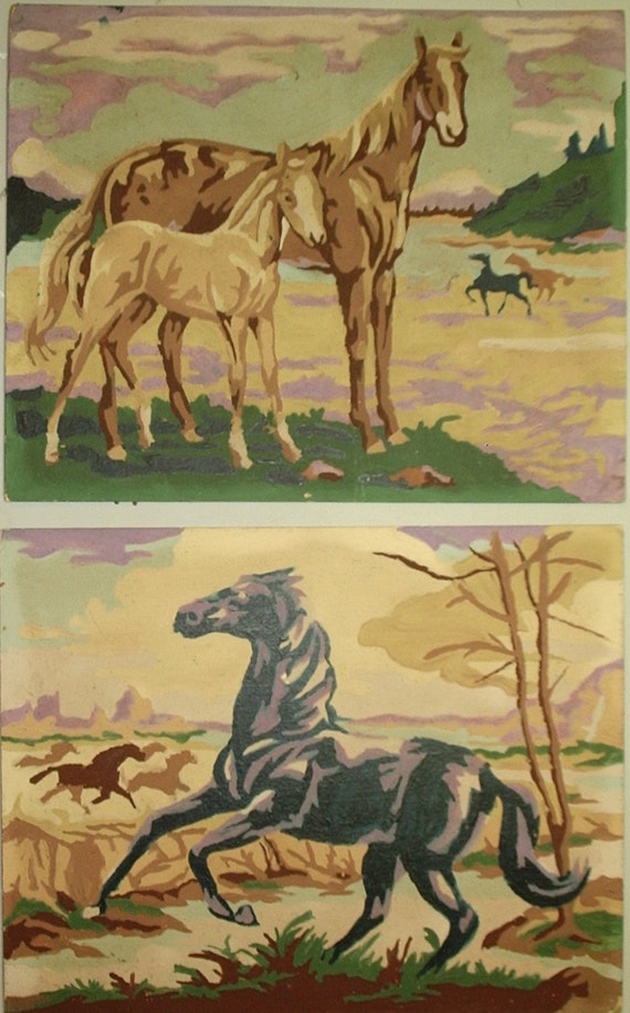 vintage paint by number paintings of horses