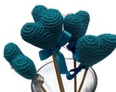 Turquoise Heart, Crochet Heart, Turquoise color, Crochet Wedding Decoration, Birthday Table Decoration, Mini Crohet Heart, Home Decor, Heart