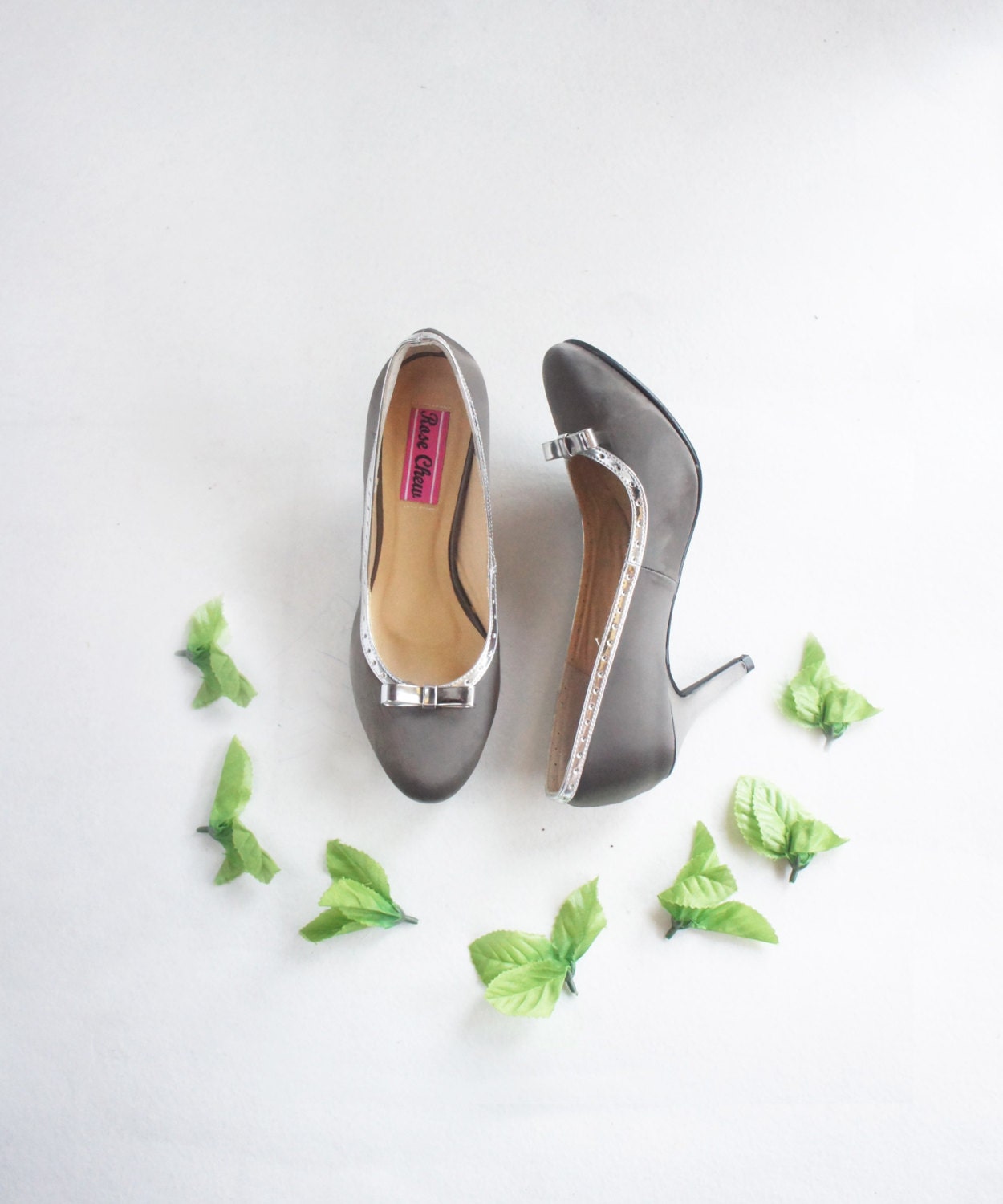low heel grey wedding shoes