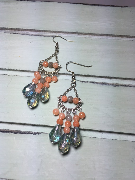 Chandelier Earrings Fringe Earrings Dyed Jade by VeroByMonica