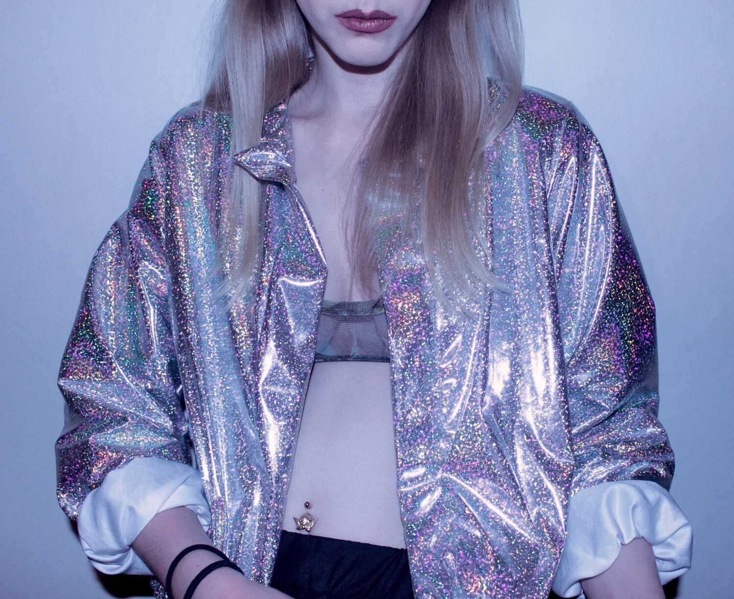 LAST ONE Hologram Plastic Bomber Jacket by EMCICOKA on Etsy