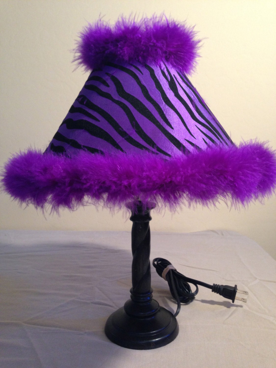 Purple Zebra lamp shade Purple Fur Lamp by GigglesAndBowTies
