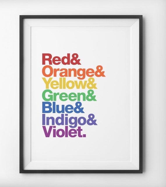 ROYGBIV Typographic Poster Color Spectrum Type Rainbow