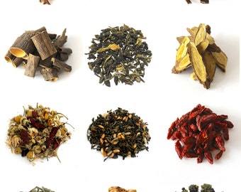 JULY 4th SALE,Herbal Tea Sampler-Pick any 3-Clean Organic herbal teas and loose leaf teas, Detox,Korea,Gong Fu, Healthy Tisane
