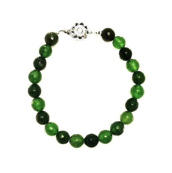 Items similar to Emerald Green Jade 8mm Faceted Round, threaded