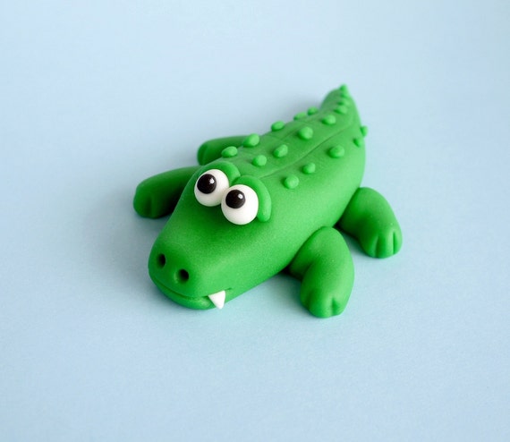 Fondant Alligator. Fondant Animal. Reptile Cake Topper. Edible