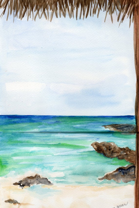 Malmok Beach Aruba Watercolor Painting Original By Sharonfosterart