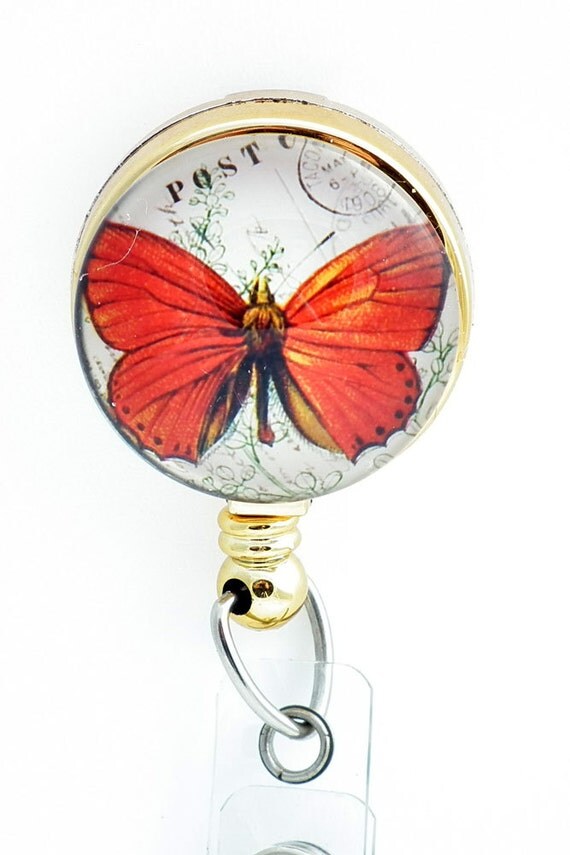 Retractable ID Badge Reel Orange by Plumbeadacious