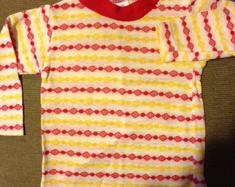 1970s SEARS red & yellow Perma Prest long sleeve toddler shirt