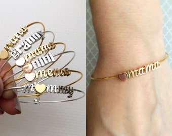 Build Your Own Bangle Bracelet - Any Charms Bracelet Mama Bracelet Mother Mommy Bangle Mothers Day Gift Bracelet Personalized Initial
