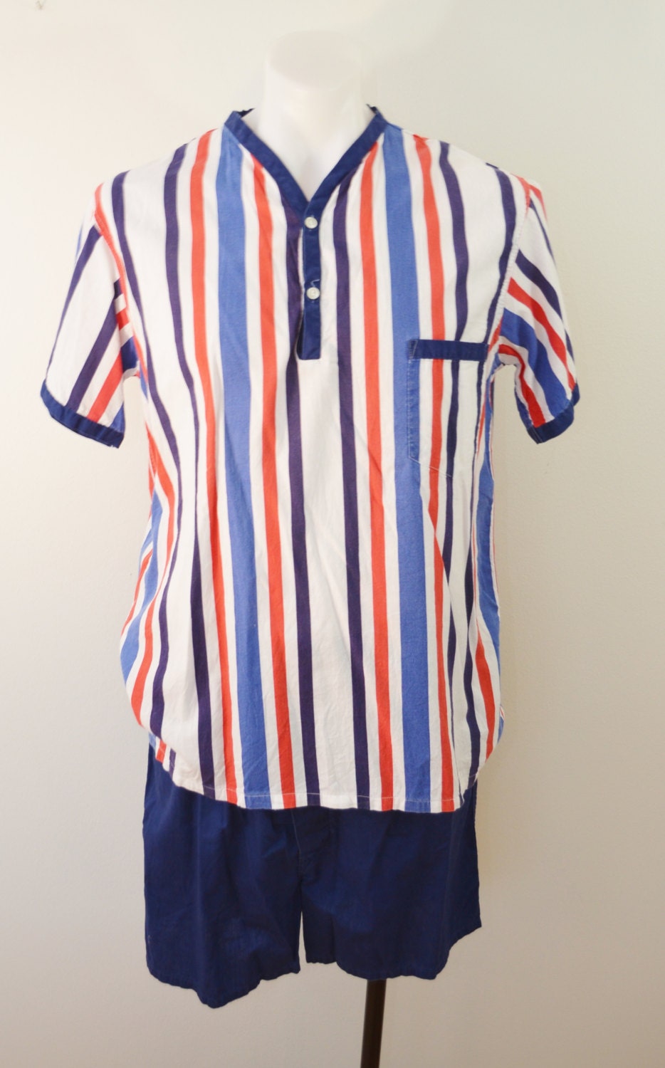 Vintage Men's Pajamas Set Summer Stripes by Brent Size